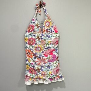 Coco Rave M C/D Cup Floral Halter One Piece Swimsuit Ruffle Ruched